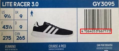 adidas shoe number lookup